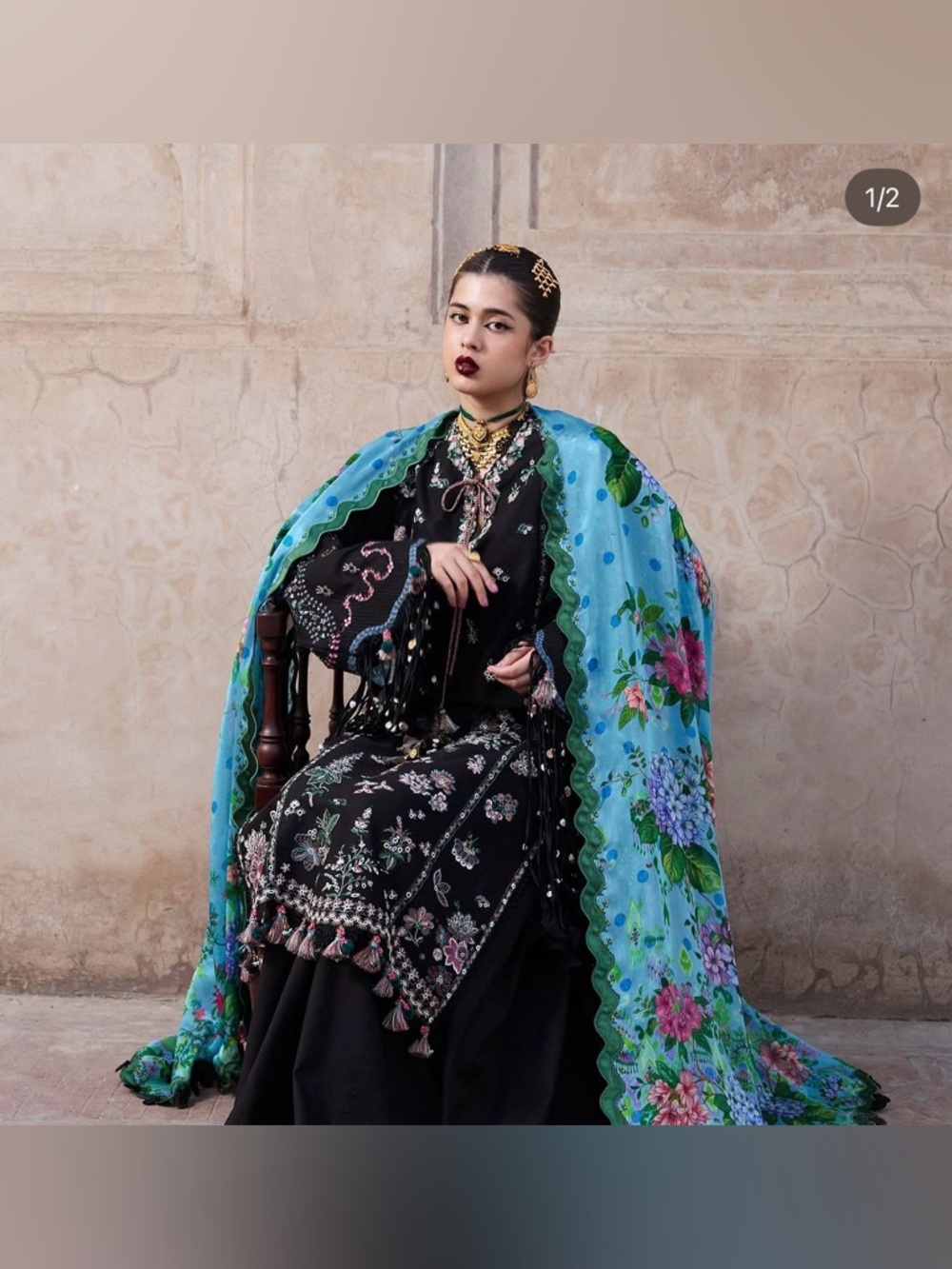 Hussain Rehar Embroidered lawn dress India Pakistani